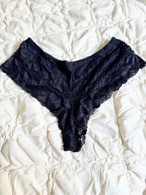 Ladies Black Lace soft Bikini Thong Panties womens